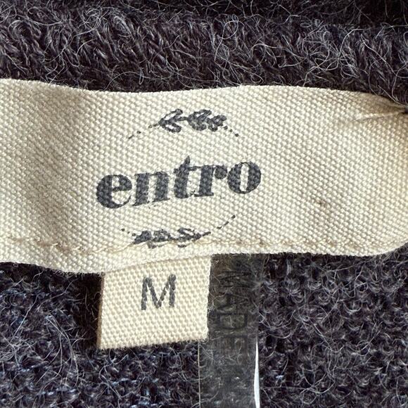 Entro Sweater Tunic Dress Sz M Chunky Lace Trim Long Sleeve Tier Bark Color - Picture 9 of 9